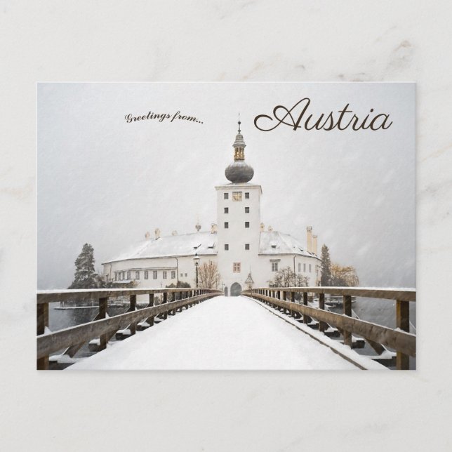 Schloss Ort in Winter Gmunden Austria Postcard (Front)