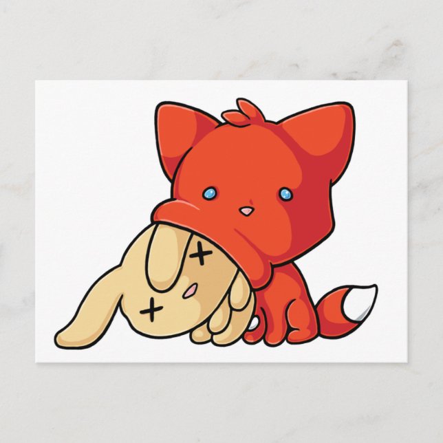 SCHLUP Fox Eating Rabbit Postcard (Front)
