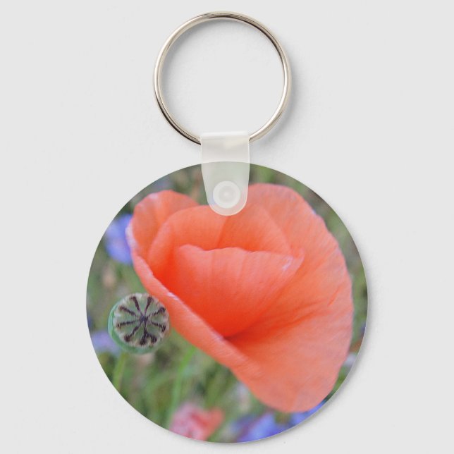 Schlüsselanhänger herzförmige Mohnblume Key Ring (Front)
