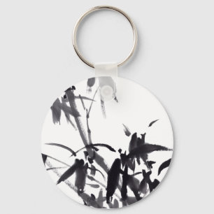 Schlüsselanhänger mit Bambus-Tuschekunst Key Ring