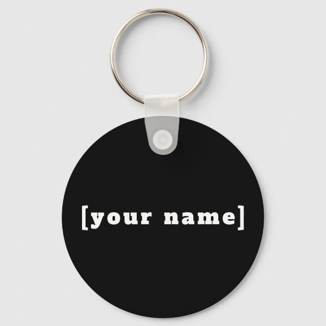 Schlüsselanhänger schwarz weiss mit Deinem Namen Key Ring (Front)