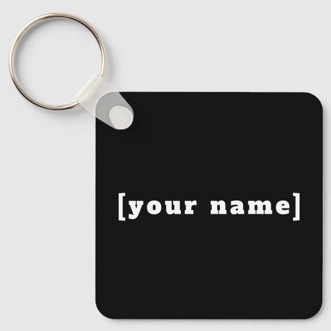 Schlüsselanhänger schwarz weiss mit Deinem Namen Key Ring (Front)