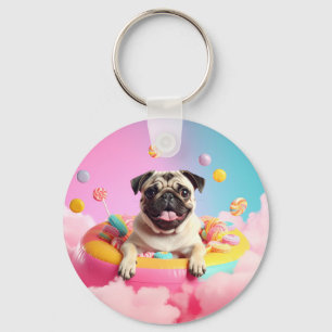 Schlüsselanhänger – Süßer glücklicher Mops  Key Ring