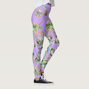 Schmetterling Ornamente Flieder Strahlen  Leggings