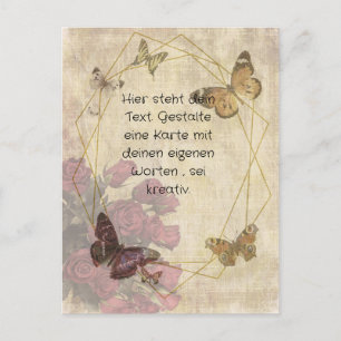 Schmetterling und Blumen # 11 , personalisierbar Postcard