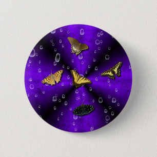 Schmetterlinge auf lila Regenbogen 6 Cm Round Badge