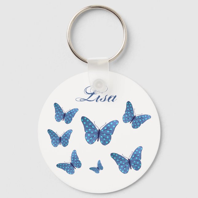 Schmetterlinge Punkte personalisiert Key Ring (Front)