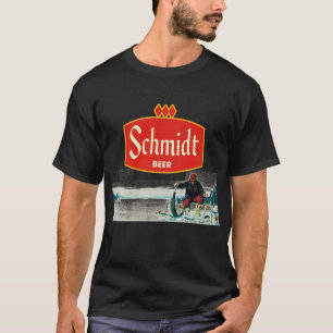 Schmidt Beer Retro Defunct Ice Fishing Nature Scen T-Shirt