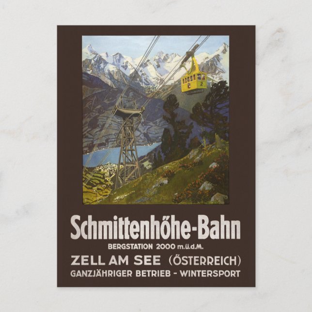 Schmittenhoehe-Bahn Austria Vintage Poster 1930 Postcard (Front)