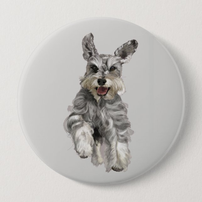 Schnauzer 10 Cm Round Badge (Front)