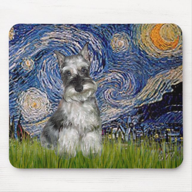 Schnauzer 1 - Starry Night Mouse Mat (Front)