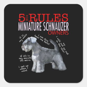 Schnauzer 5 Rules For Miniature Schnauzer Owners Square Sticker