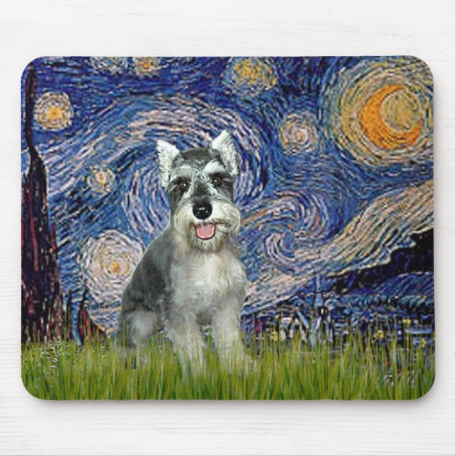Schnauzer 8cr - Starry Night Mouse Mat (Front)