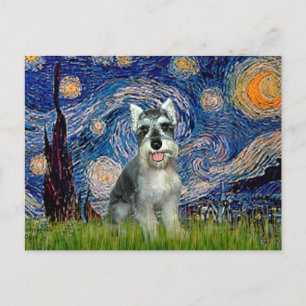 Schnauzer 8cr - Starry Night Postcard