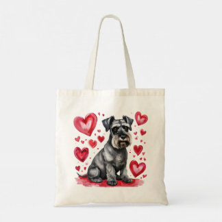 Schnauzer and Hearts Tote Bag