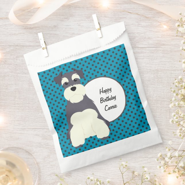 Schnauzer and Polka Dots Customisable Favour Bags (Clipped)