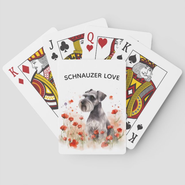 Schnauzer and Wildflower Playing Cards (Back)