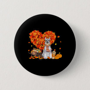 Schnauzer Autumn Tree Fall Leaves Pumpkin Dog Love 6 Cm Round Badge
