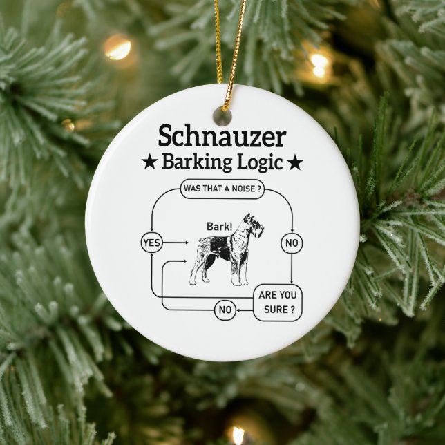 Schnauzer Barking Logic Cool Dog Pet Lover Sarcasm Ceramic Tree Decoration (Tree)