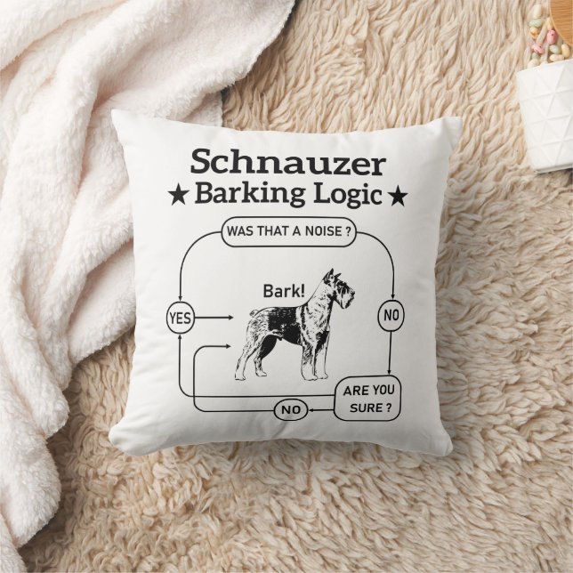 Schnauzer Barking Logic Cool Dog Pet Lover Sarcasm Cushion (Blanket)