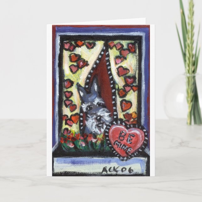 Schnauzer be mine Valentine heart Holiday Card (Front)
