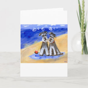 Schnauzer beach holiday card