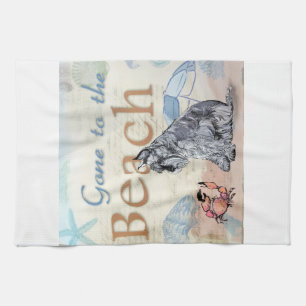 Schnauzer Beach Tea Towel