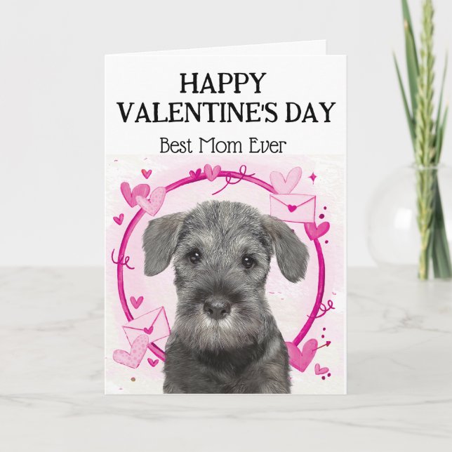 Schnauzer Best Mum Custom Valentines Day Holiday Card (Front)