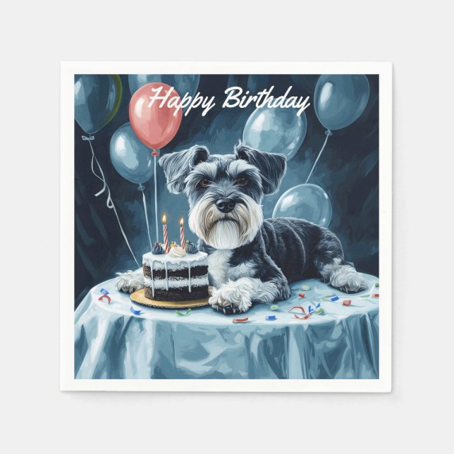 Schnauzer Birthday Napkin (Front)