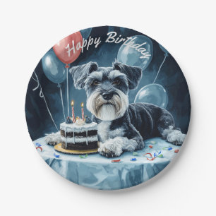 Schnauzer Birthday Paper Plate