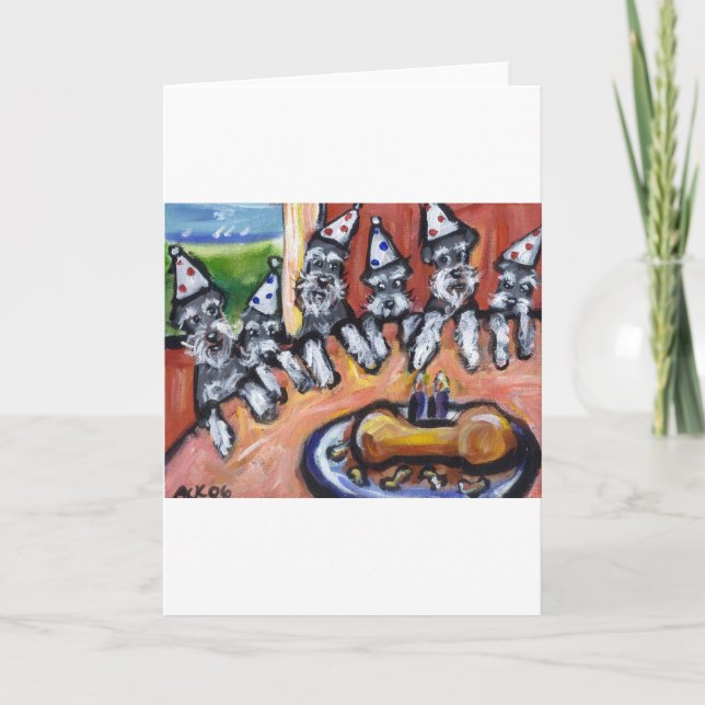 Schnauzer birthday party card (Front)