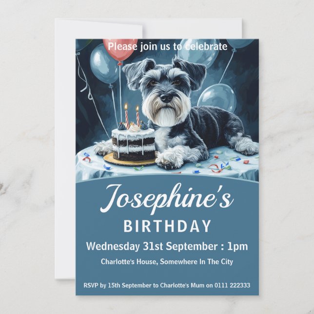 Schnauzer Birthday Party Invitation (Front)
