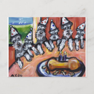 Schnauzer birthday party invitation postcard