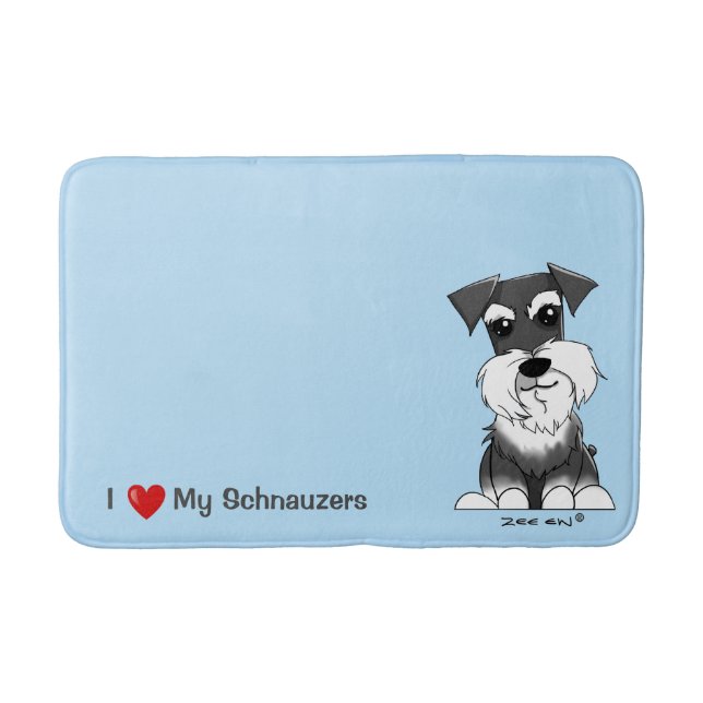 Schnauzer Blue Bath Mat (Front)
