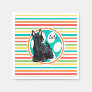 Schnauzer; Bright Rainbow Stripes Napkin