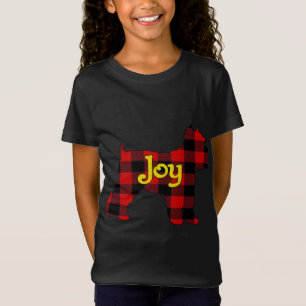 SCHNAUZER BUFFALO PLAID WITH JOY CHRISTMAS DOG T-Shirt