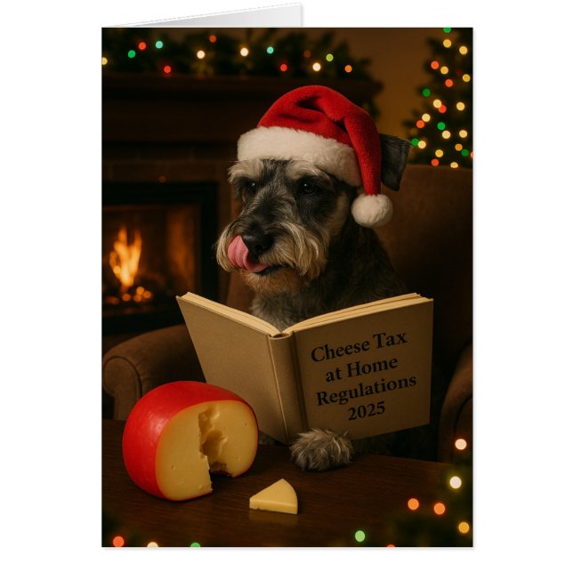Schnauzer 'Cheese Tax' Christmas card (Front)