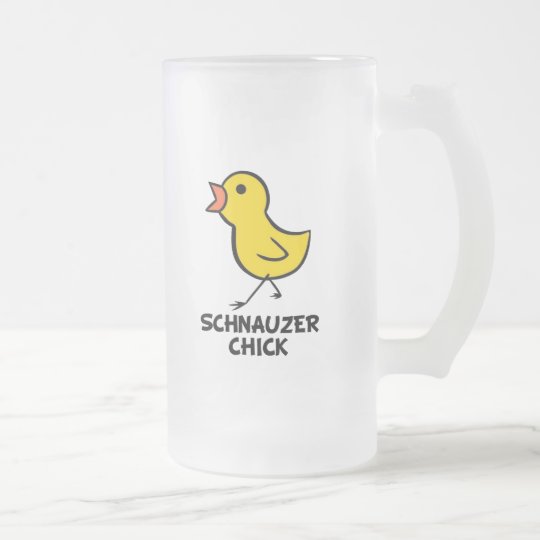 Schnauzer Chick Frosted Glass Beer Mug