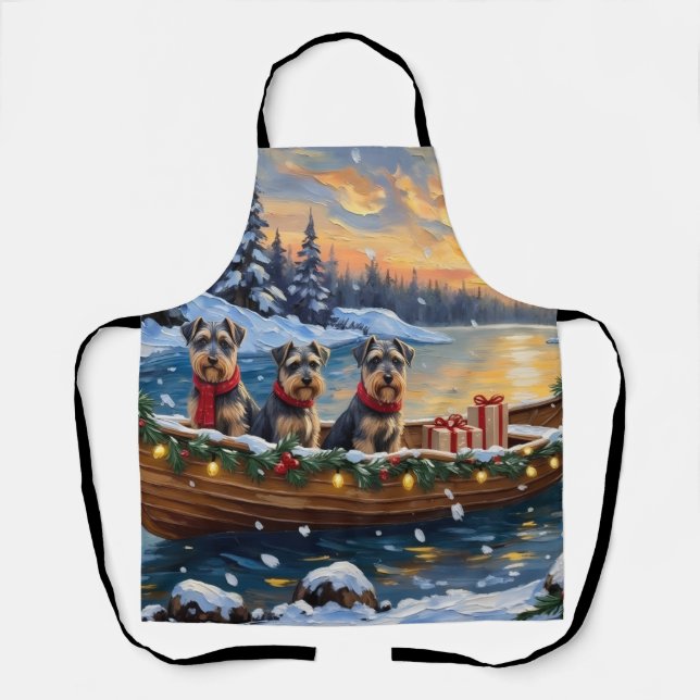 Schnauzer Christmas Boat Holiday Apron (Front)
