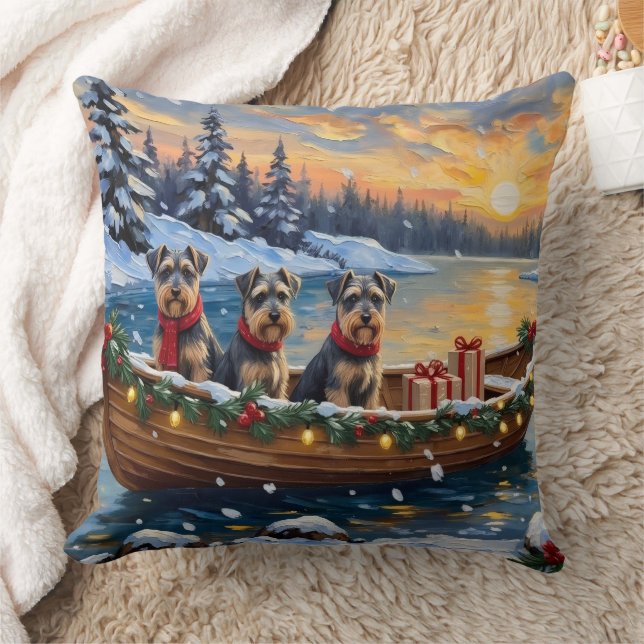 Schnauzer Christmas Boat Holiday Cushion (Blanket)