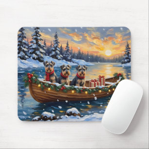 Schnauzer Christmas Boat Holiday Mouse Mat