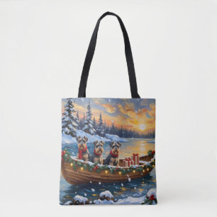 Schnauzer Christmas Boat Holiday Tote Bag