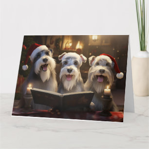 Schnauzer Christmas Carolers Fun Holiday Card