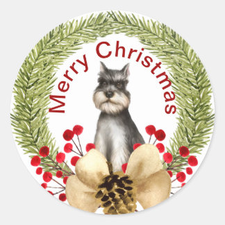 Schnauzer Christmas Classic Round Sticker