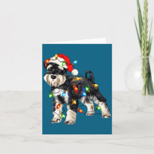 Schnauzer Christmas Dog Christmas Lights Santa Hat Card
