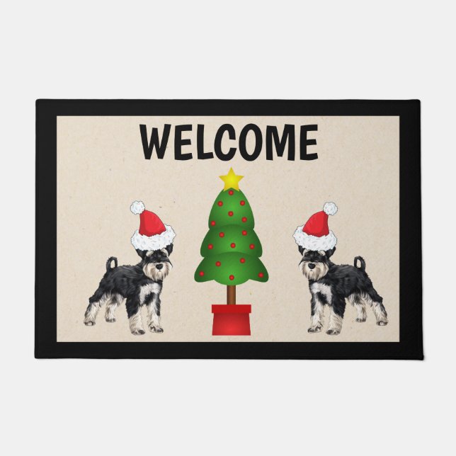 Schnauzer Christmas Doormat Door Mat (Front)