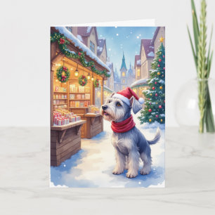 Schnauzer Christmas Market Holiday Winter Dog Love Card