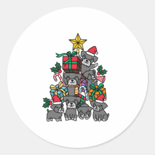 Schnauzer Christmas Tree Classic Round Sticker