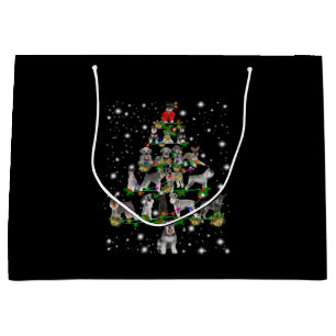 Schnauzer Christmas Tree Covered By Flashlight Large Gift Bag