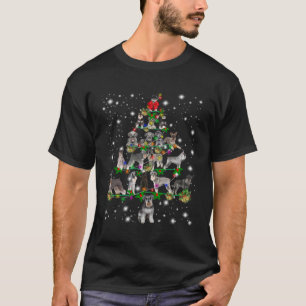 Schnauzer Christmas Tree Covered By Flashlight T-Shirt